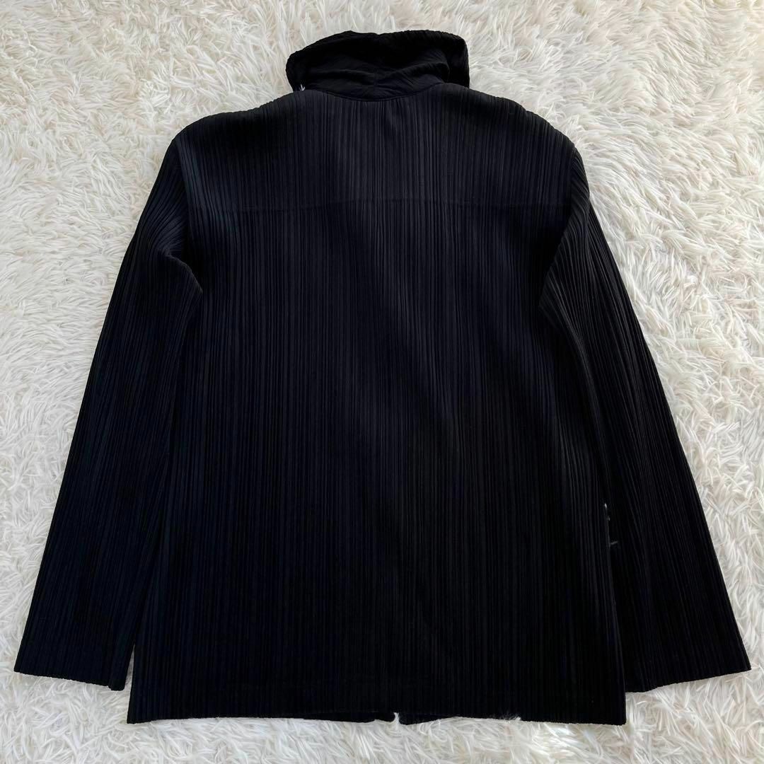 美品❤️プリーツプリーズ　パーカー　襟付き　プリーツ　長袖　黒　XL 4