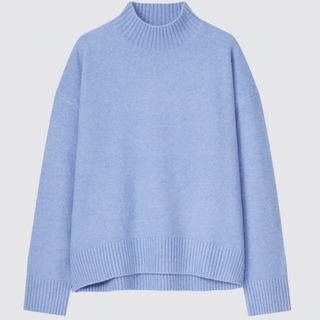 ユニクロ(UNIQLO)のスフレヤーンモックネックセーター（長袖）61 BLUE(ニット/セーター)