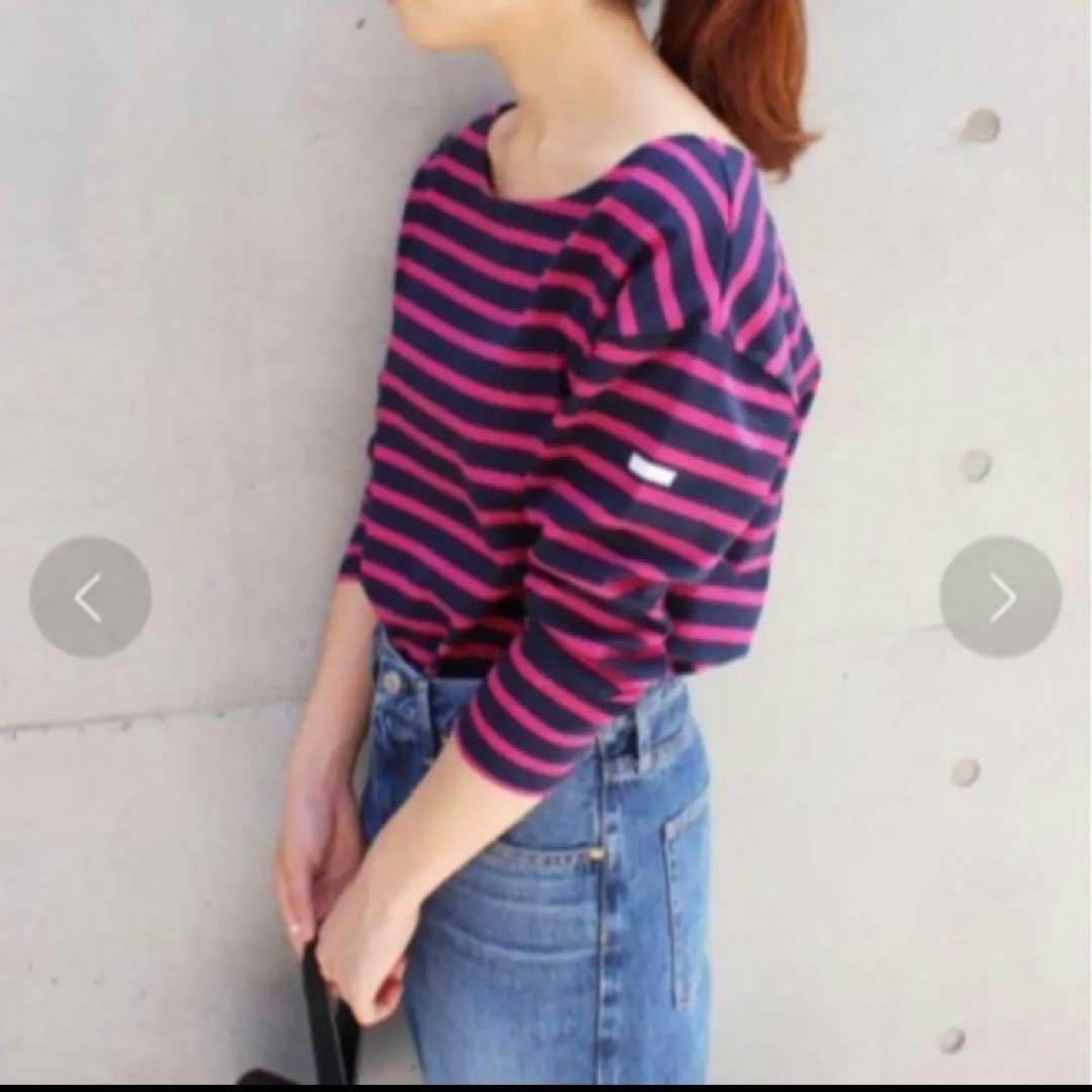IENA(イエナ)のIENA イエナ　CHANTECLAIRビッグプルオーバー　ボーダー　ピンク レディースのトップス(Tシャツ(長袖/七分))の商品写真