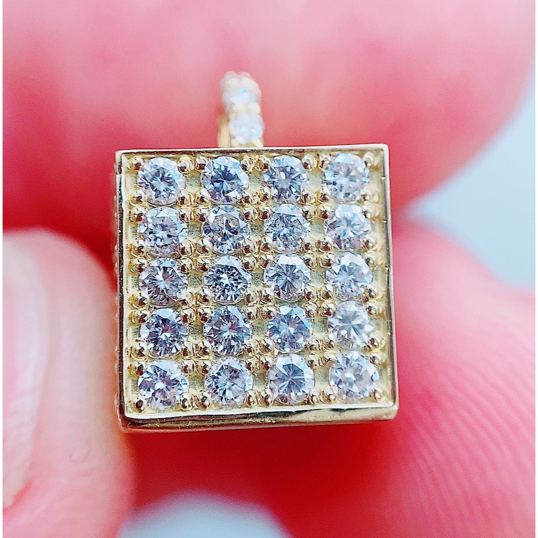 ★1.40ct★✨ダイヤモンドK18ボックスネックレスペンダントトップ十字架