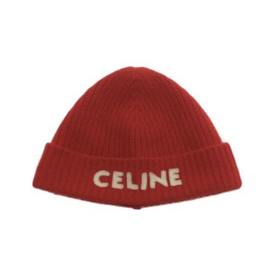 美品　CELINE ニット帽　赤