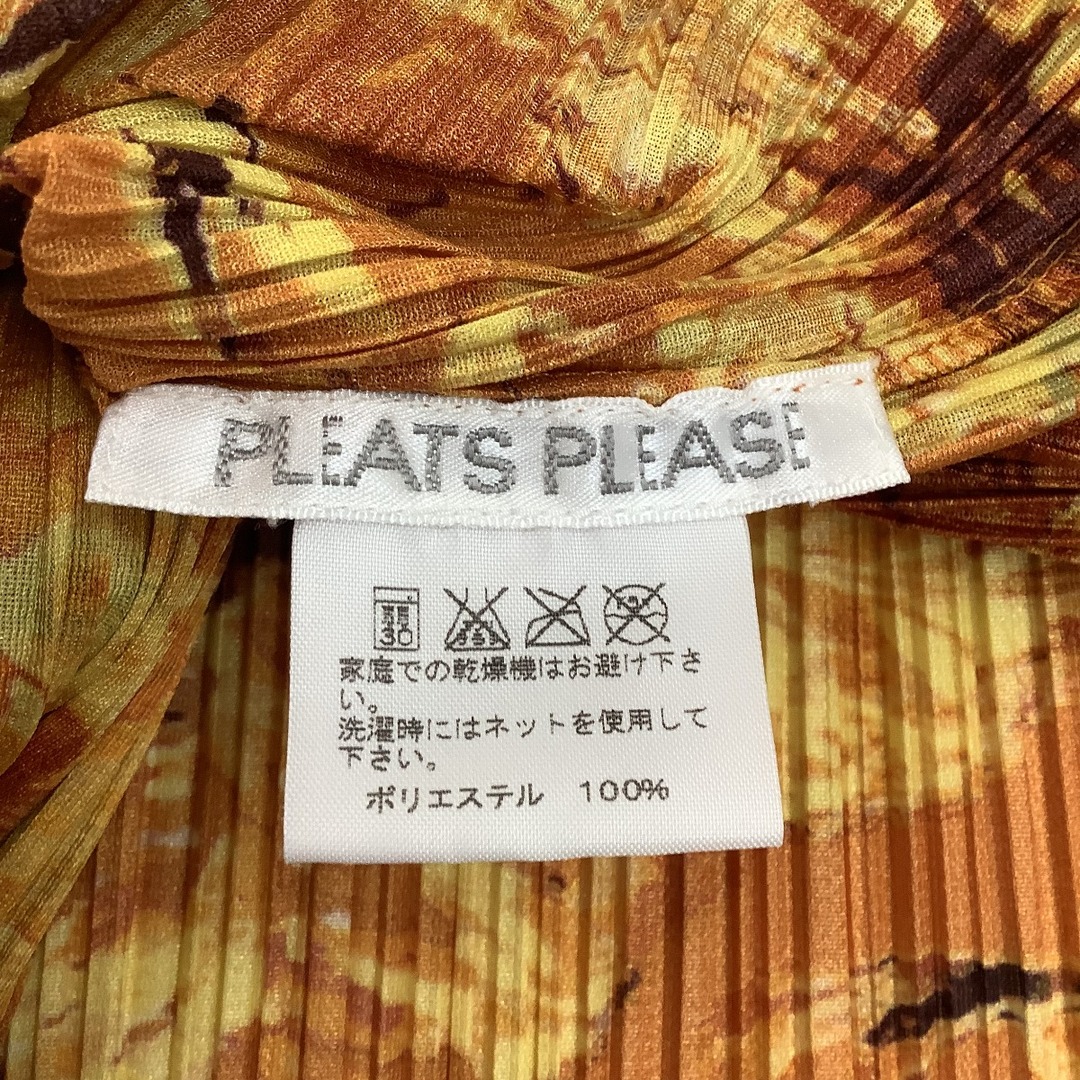 ♪♪ISSEY MIYAKE イッセイミヤケ PLEATS PLEASE シャツ 総柄 花柄 SIZE 3 PP51-JJ582 オレンジ 4