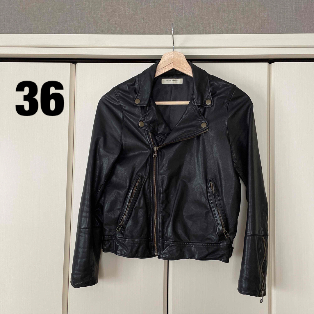 UNITED ARROWS ブラック レザーライダースジャケット (UNITED UNITED ARROWS ブラック レザーライダースジャケット (UNITED
