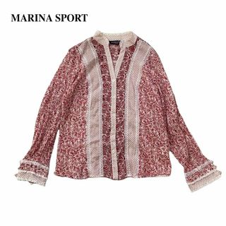 MARINA SPORTS マリナリナルディ　トップス　ブラウス　赤　ボタニカル(シャツ/ブラウス(長袖/七分))