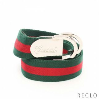 グッチ(Gucci)のシェリーライン ベルト キャンバス グリーン レッド ロゴバックル(ベルト)