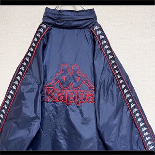 KAPPA カッパ ナイロンジャケット ネイビー でかロゴ刺繍 ゆるだぼ