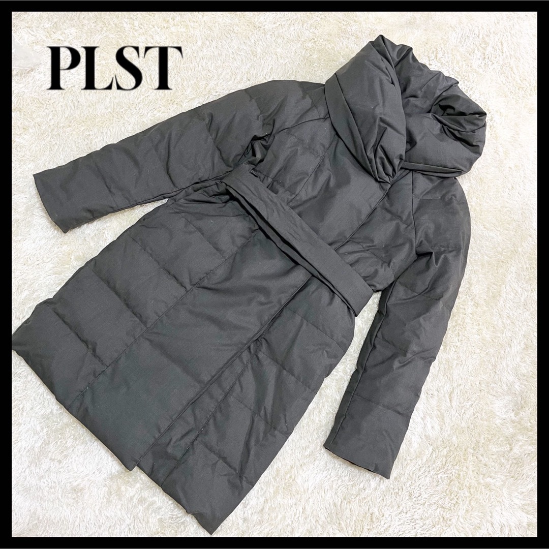 PLST(プラステ)の✨美品✨PLST プラステ ダウンコート ショールカラー ウエストベルト 黒 4 レディースのジャケット/アウター(ダウンコート)の商品写真