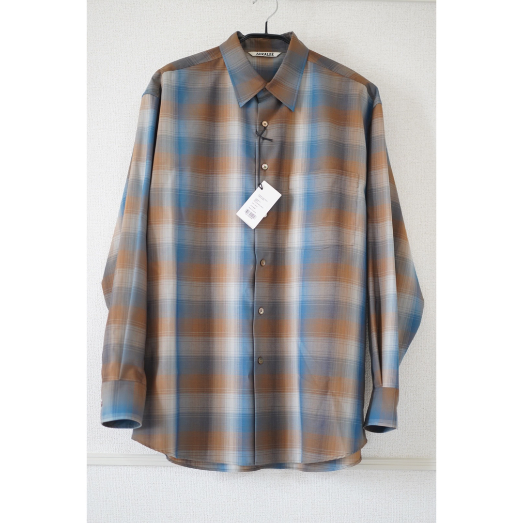 AURALEE SUPER LIGHT WOOL CHECK SHIRTS 4