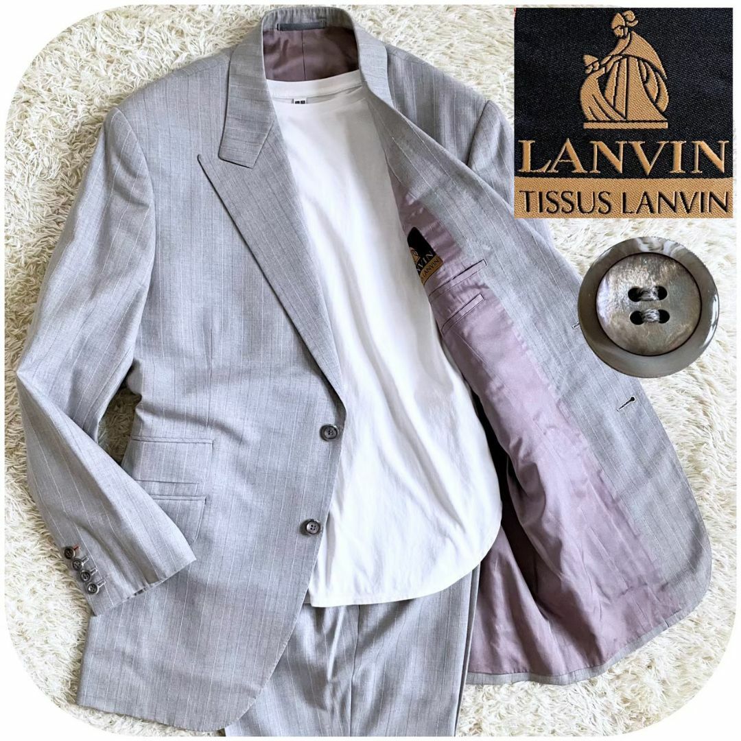 LANVIN グレーストライプ ランバン セットアップ シングルスーツ