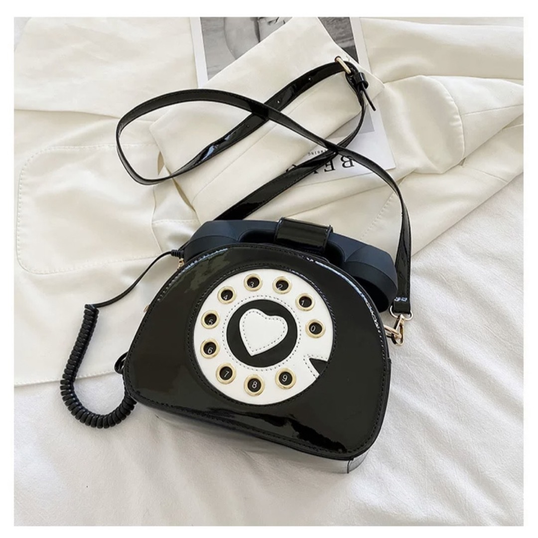 エナメルバッグ 黒電話バッグ オシャレ 個性的 ハロウィン コスプレ 6