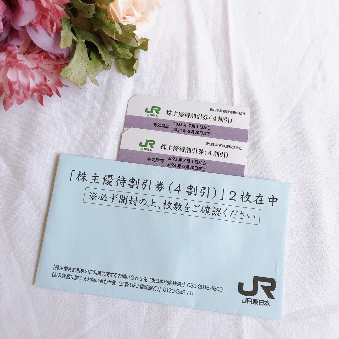 JR東日本株主割引券（４割引き）２枚　2023.7.1～2024．6．30