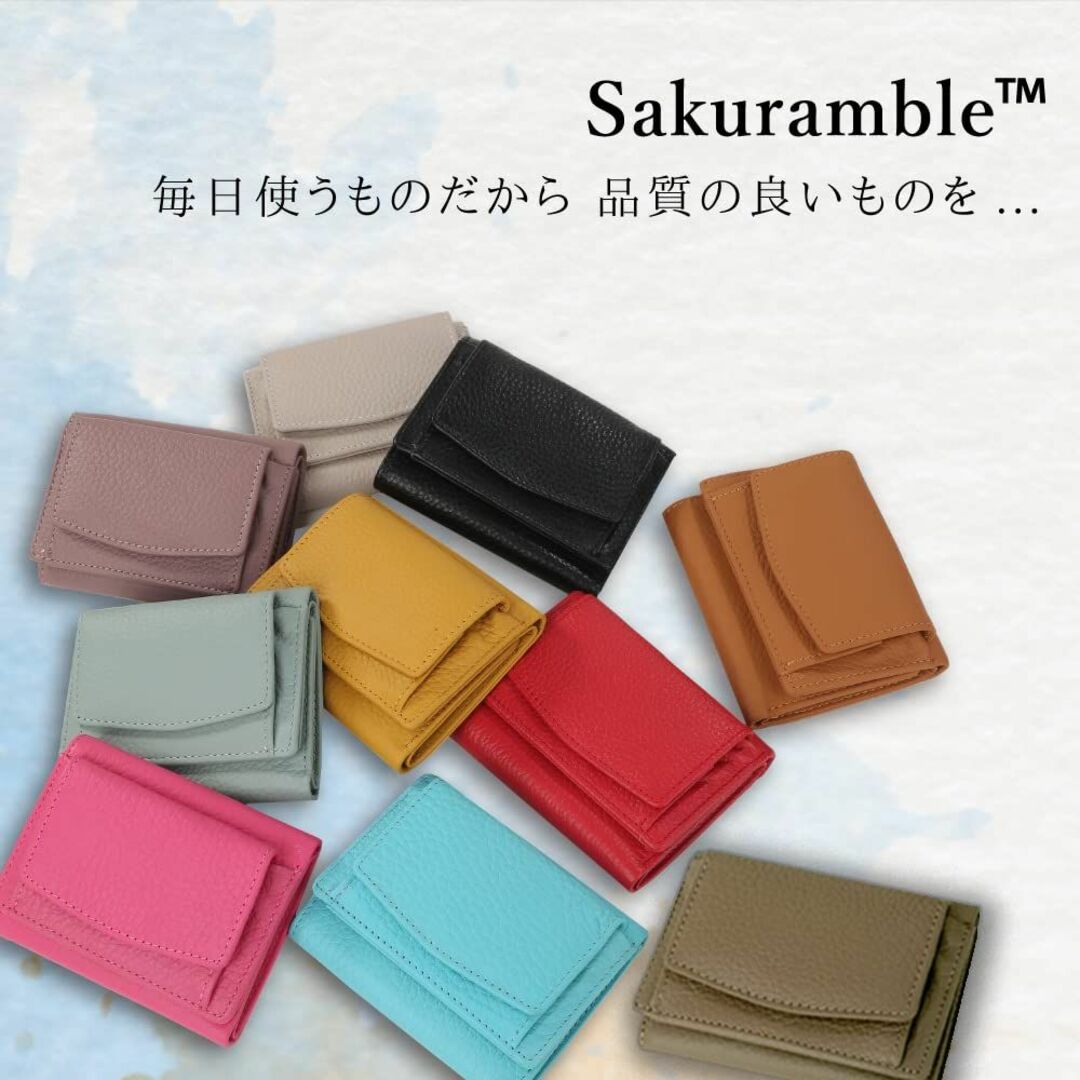 【色: Creamy White】Sakuramble ミニ財布 三つ折り 牛本