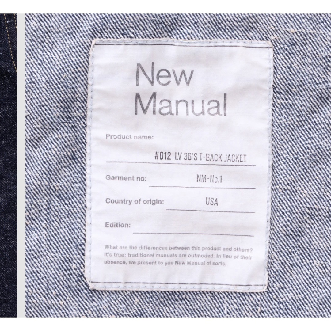 new manual 012 LV 36’s T-BACK JACKET メンズのジャケット/アウター(Gジャン/デニムジャケット)の商品写真