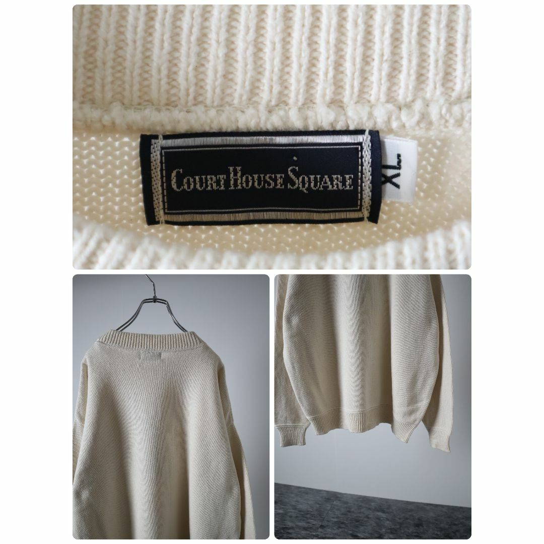 【vintage】USA製 レトロ 刺繍 ゴルフ コットンニット セーター XL