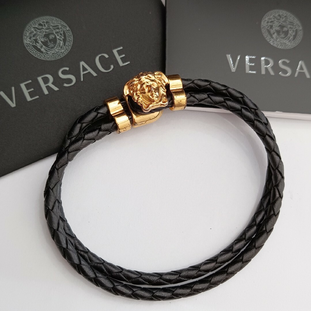 (E92932) VERSACE ブレスレット ヴェルサーチ 黒 ブラック