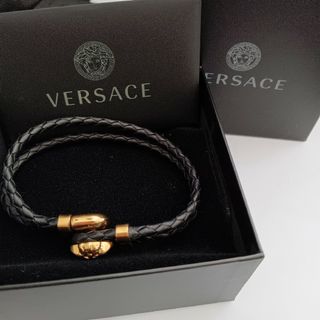 VERSACE - (E92932) VERSACE ブレスレット ヴェルサーチ 黒 ブラックの