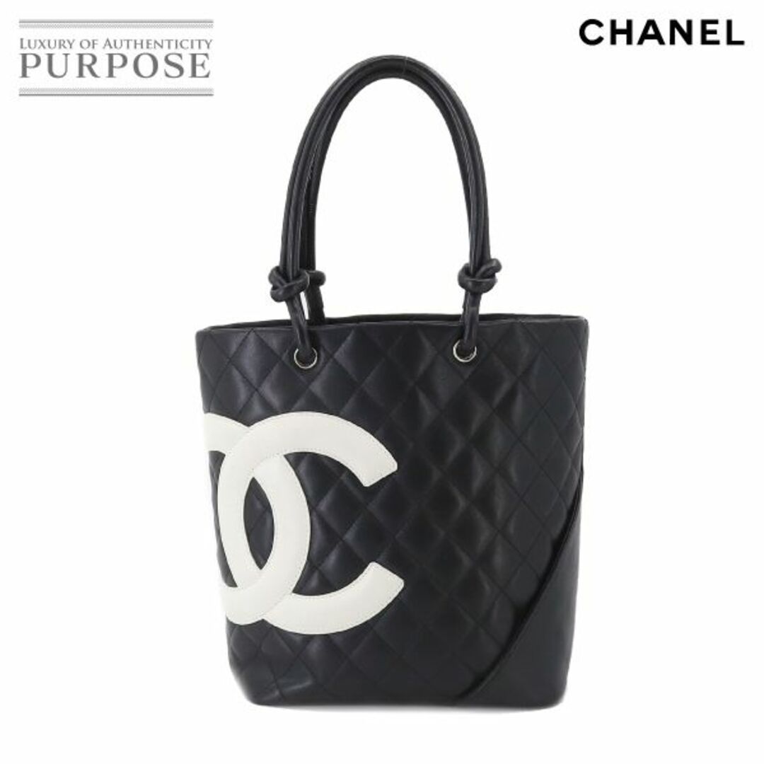 CHANEL(シャネル)の新品同様 シャネル CHANEL カンボンライン ミディアム トート バッグ レザー ブラック ホワイト A25167 シルバー 金具 VLP 90205266 レディースのバッグ(トートバッグ)の商品写真