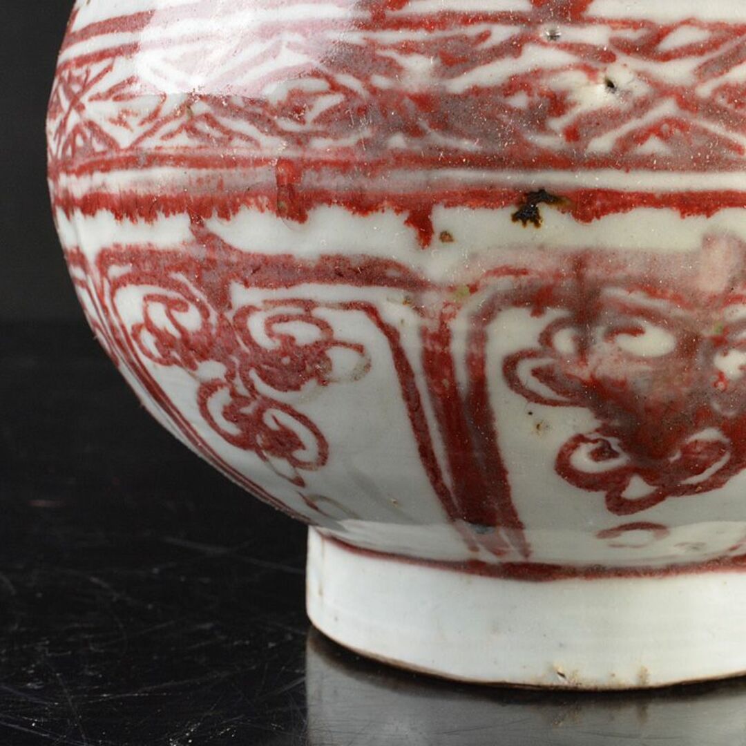 輝い 花文 辰砂 中国 玉壷春瓶 美術品/アンティーク R6394F V 工芸品