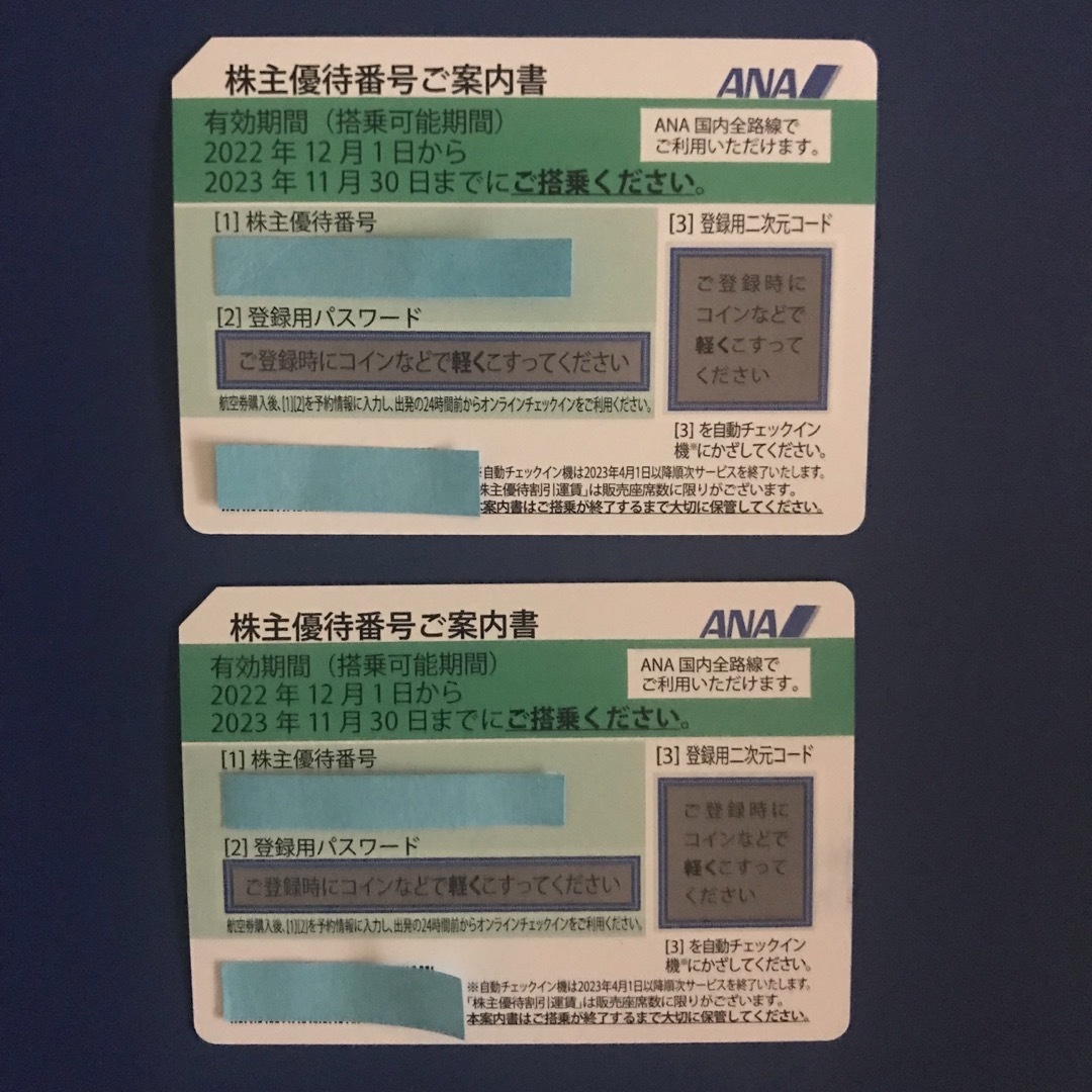 ANA(全日本空輸)(エーエヌエー(ゼンニッポンクウユ))のANA株主優待番号案内書 チケットの優待券/割引券(その他)の商品写真