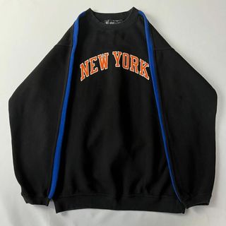 ニューヨーク・ニックス　刺繍ロゴ　スウェットトレーナー　L ブラック　NBA