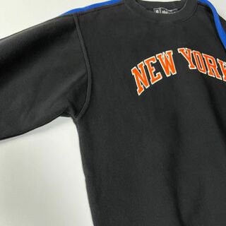 ニューヨーク・ニックス　刺繍ロゴ　スウェットトレーナー　L ブラック　NBA