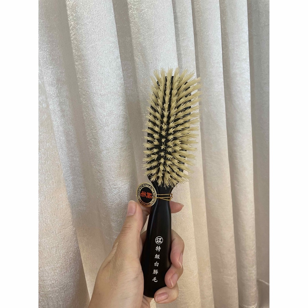 江戸屋 特級白豚毛ヘアブラシ7行植え 白豚毛100% 最高級ヘアブラシ