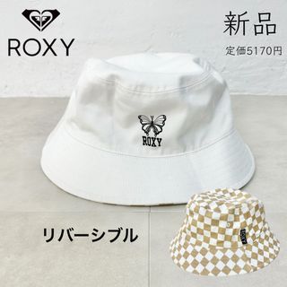 ロキシー(Roxy)の【ROXY】新品 未使用品 美品 ホワイト デニム ハット ブロックチェック(ハット)