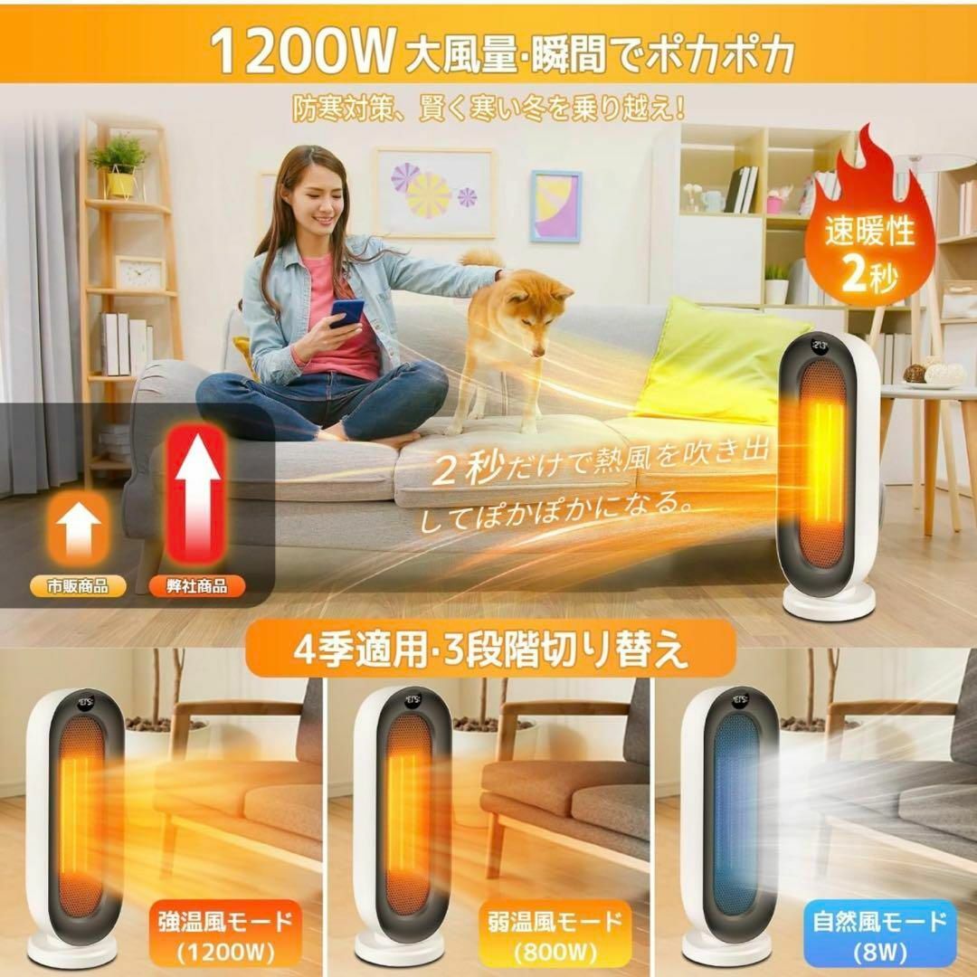 新品✨セラミックファンヒーター　暖房器具　省エネ　電気ファンヒーター　首振り