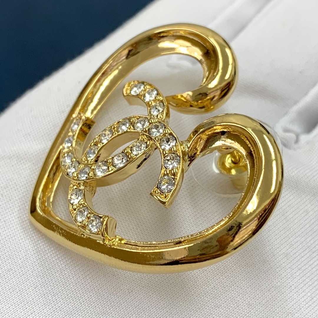 CHANEL - シャネル ピアス ココマーク ハート F23 ラインストーン 金属