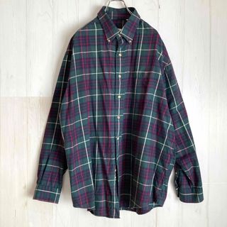 90s USA製 Viyella ウール混 タータンチェックシャツ XL(シャツ)