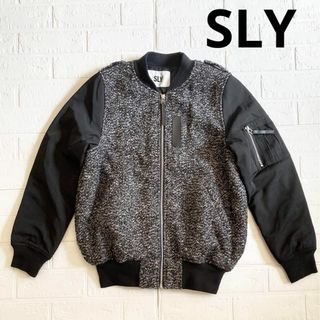 スライ(SLY)のSLY スライ ブルゾン ジャンパー 異素材切り替え ツイード ナイロン 黒(ブルゾン)