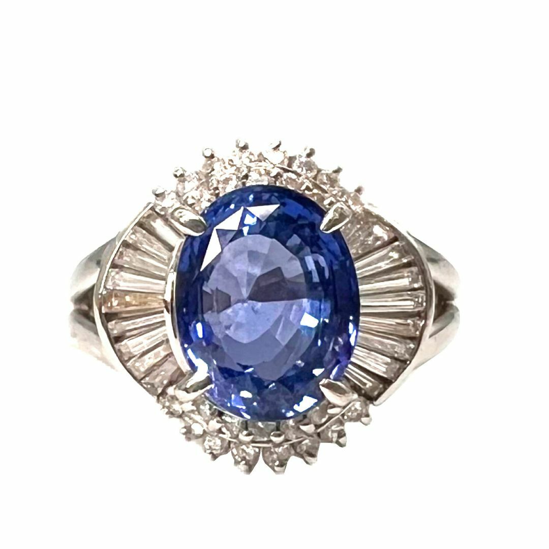 【中古】Pt850リング ブルーサファイア 4.00ct ダイヤ 0.64ct 指輪 アクセサリー ジュエリー 天然 ブルーサファイア ダイヤモンド【ブランドギャラリー千林店】 レディースのアクセサリー(リング(指輪))の商品写真