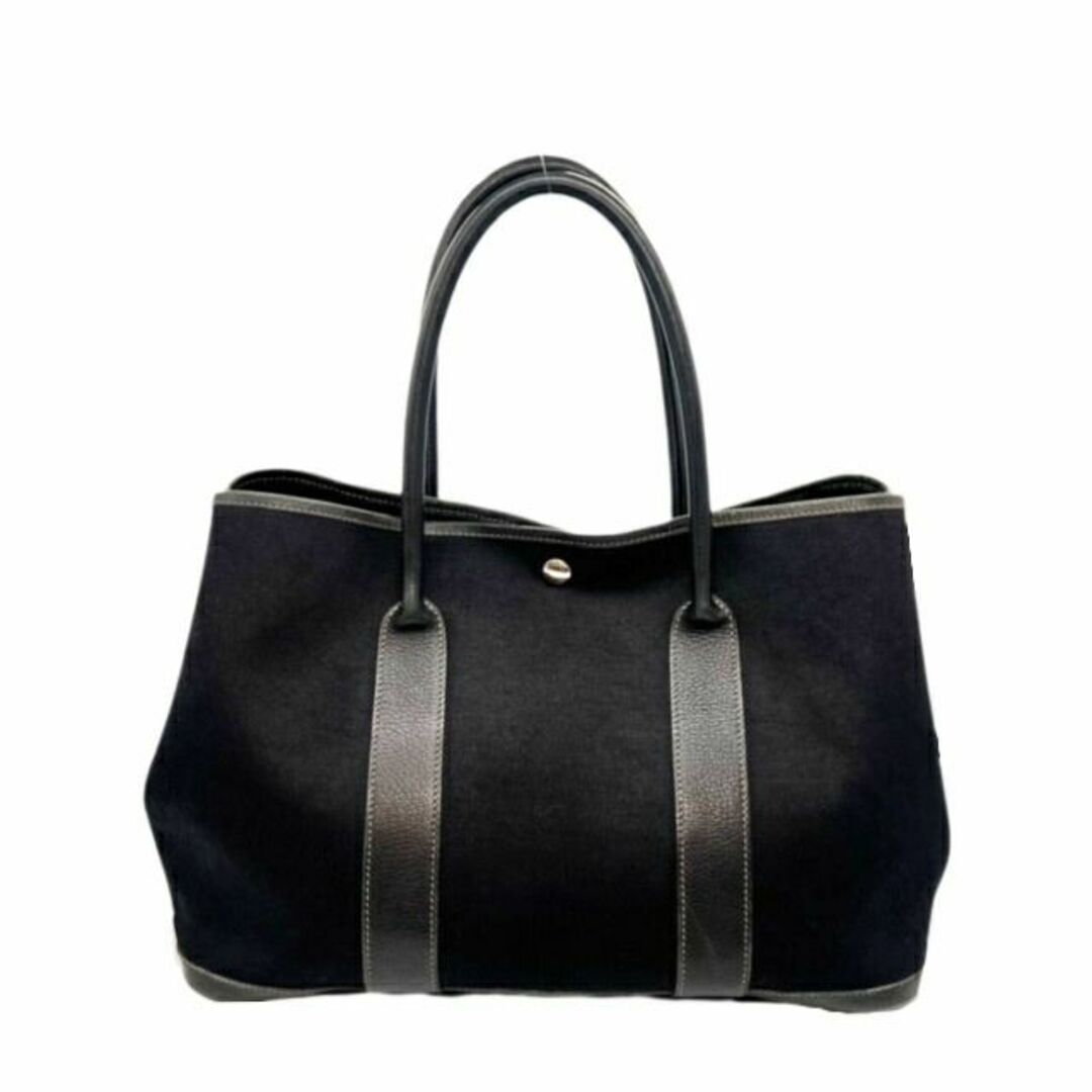 HERMES エルメス ガーデンパーティ PM ブラック レザー トートバッグ
