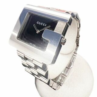 グッチ(Gucci)の【中古】GUCCI グッチ 3600M 腕時計 メンズ Gスクエア 黒文字盤 SS ステンレススチール スイス製 シルバー クオーツ アナログ表示 G square 【ブランドギャラリー千林店】(腕時計(アナログ))