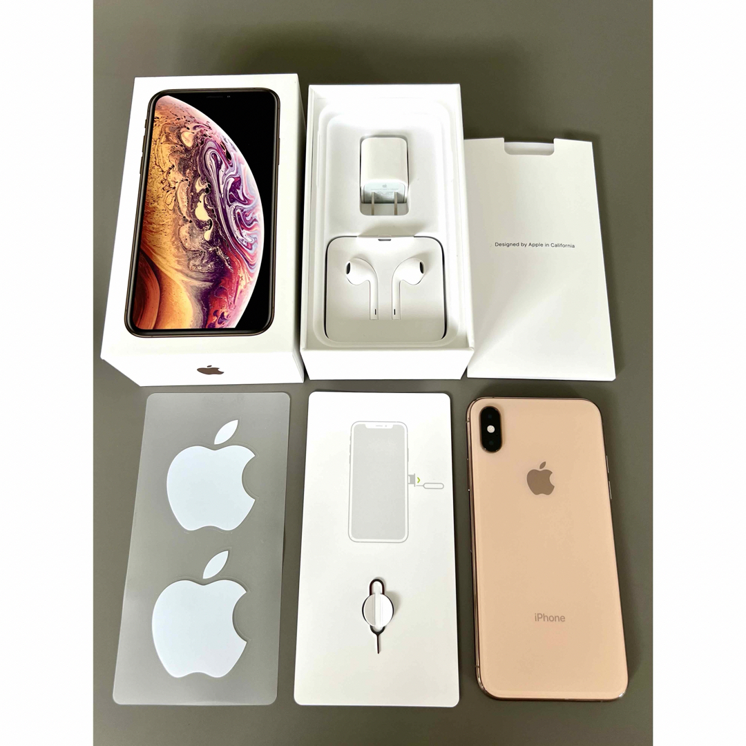 iPhone - 美品 iPhone Xs Gold 256GB SIMフリー イヤホン付属品ありの