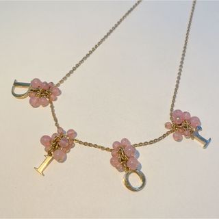 美品 ディオール バラ フラワー モチーフ シルバー金具 ネックレス アクセサリー 0262  Dior