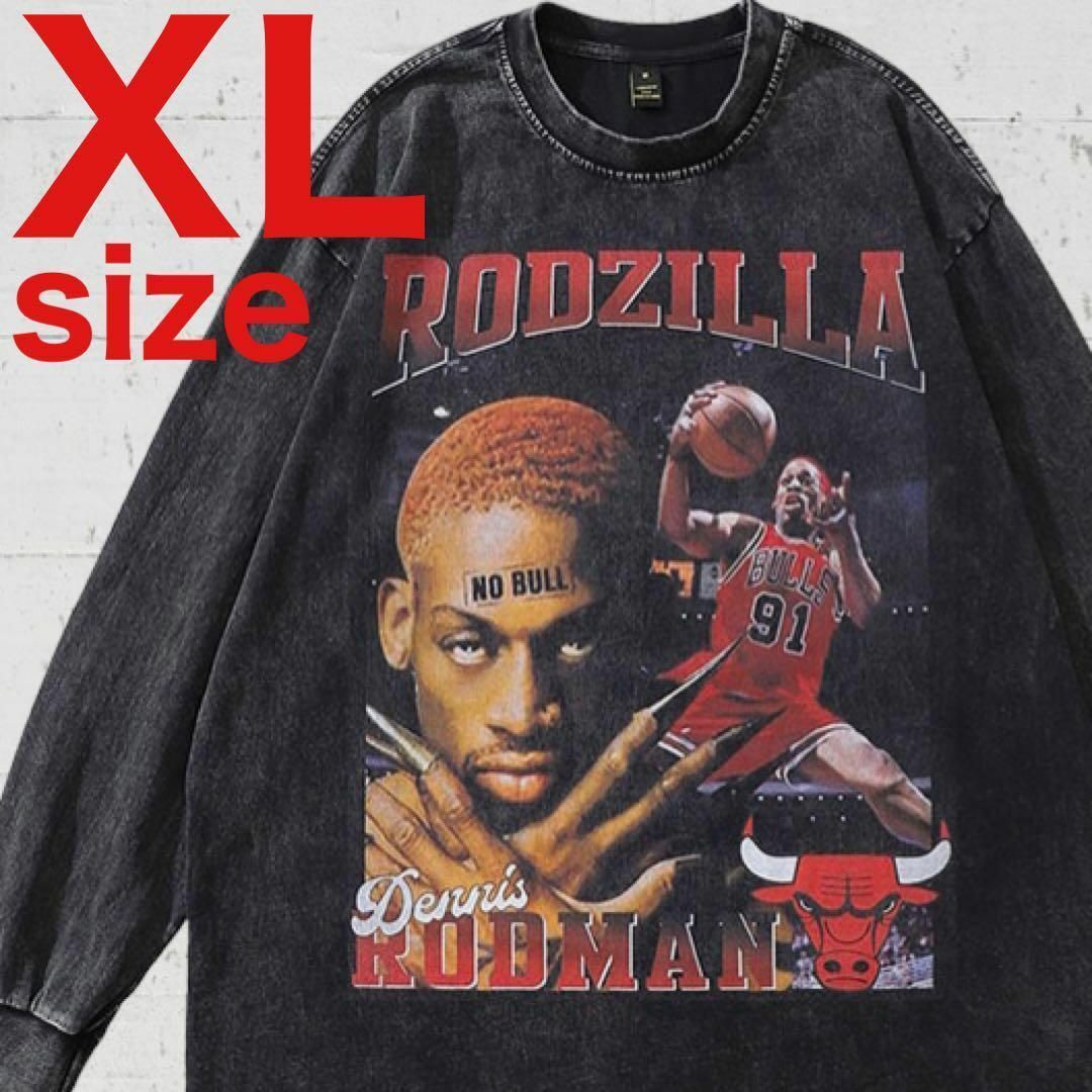 【新品】デニス・ロッドマン　Rodman　ブルズ　長袖　Tシャツ　XL　ブラック