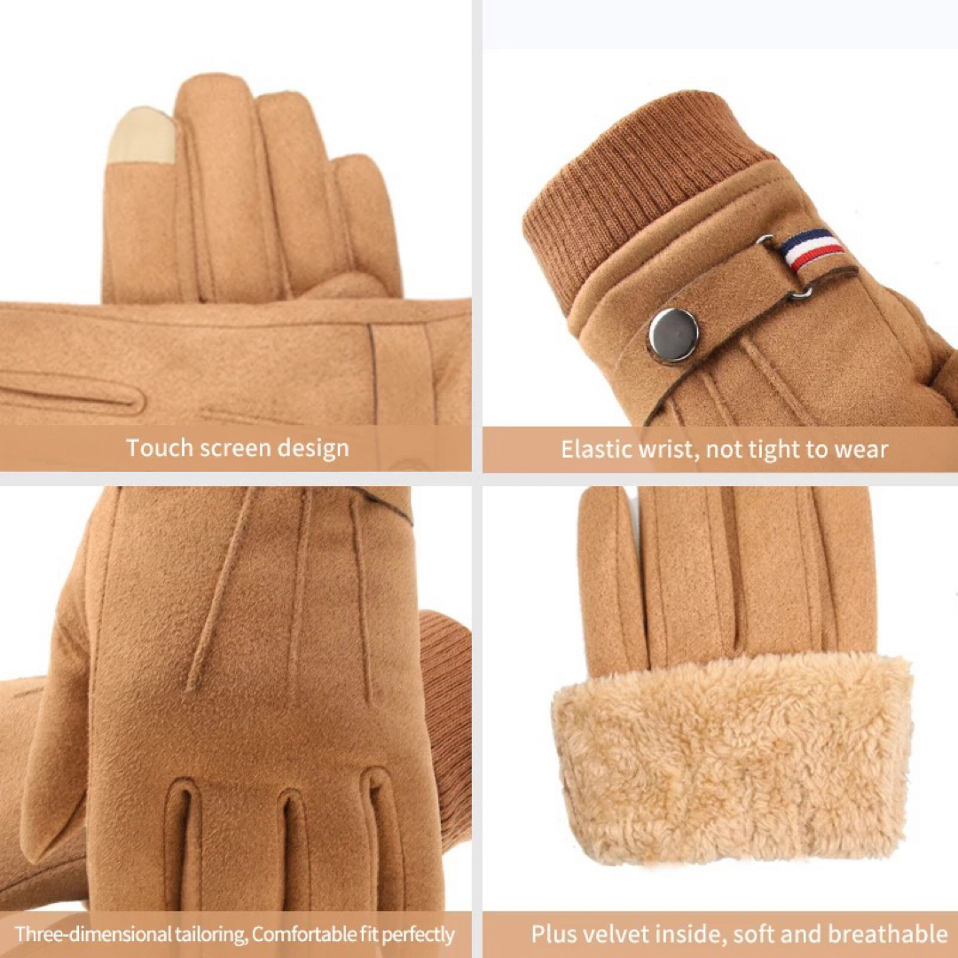 手袋　革手袋　マルチライン　スエード　レザー グローブ　メンズ　裏起毛 メンズのファッション小物(手袋)の商品写真