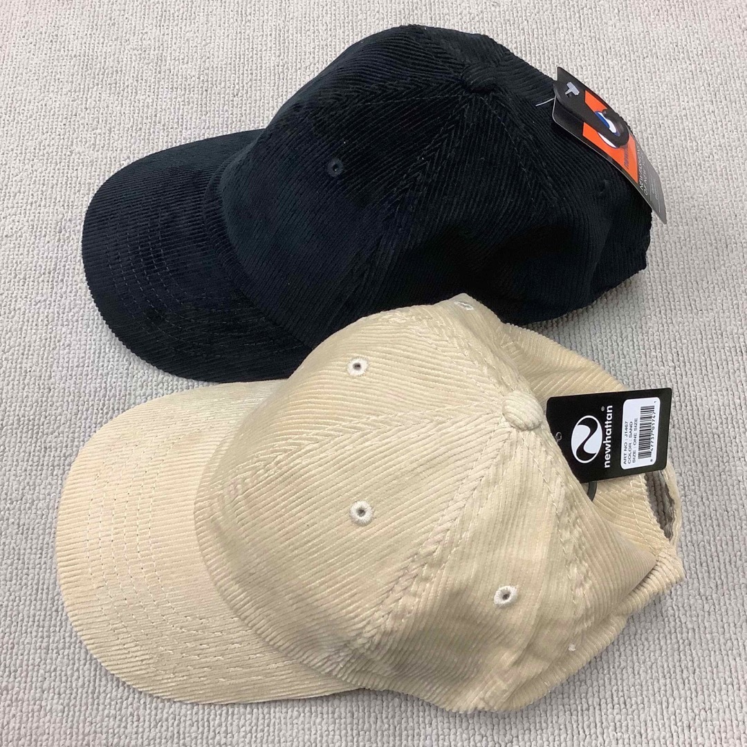 newhattan(ニューハッタン)の新品未使用 ニューハッタン コーデュロイキャップ メンズレディース 黒サンド2個 レディースの帽子(キャップ)の商品写真