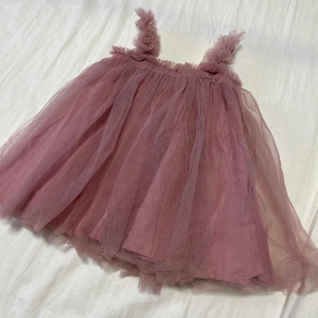 チュールドレス　ベビー　80サイズ　ピンク キッズ/ベビー/マタニティのベビー服(~85cm)(セレモニードレス/スーツ)の商品写真