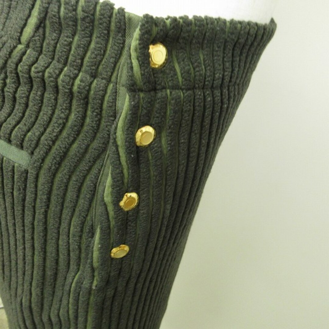 Drawer(ドゥロワー)のドゥロワー Drawer 美品 近年 スカート 金ボタン 緑 S IBO44 レディースのスカート(ひざ丈スカート)の商品写真
