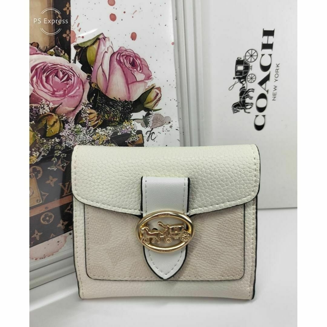 ❣️新品/未使用  COACH コーチ ジョージー スモールウォレット 白✨