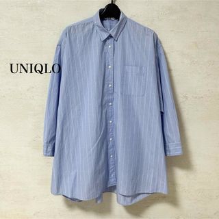 ユニクロ(UNIQLO)のユニクロ★綿100%ストライプオーバーサイズ長袖シャツ体型カバー(シャツ/ブラウス(長袖/七分))