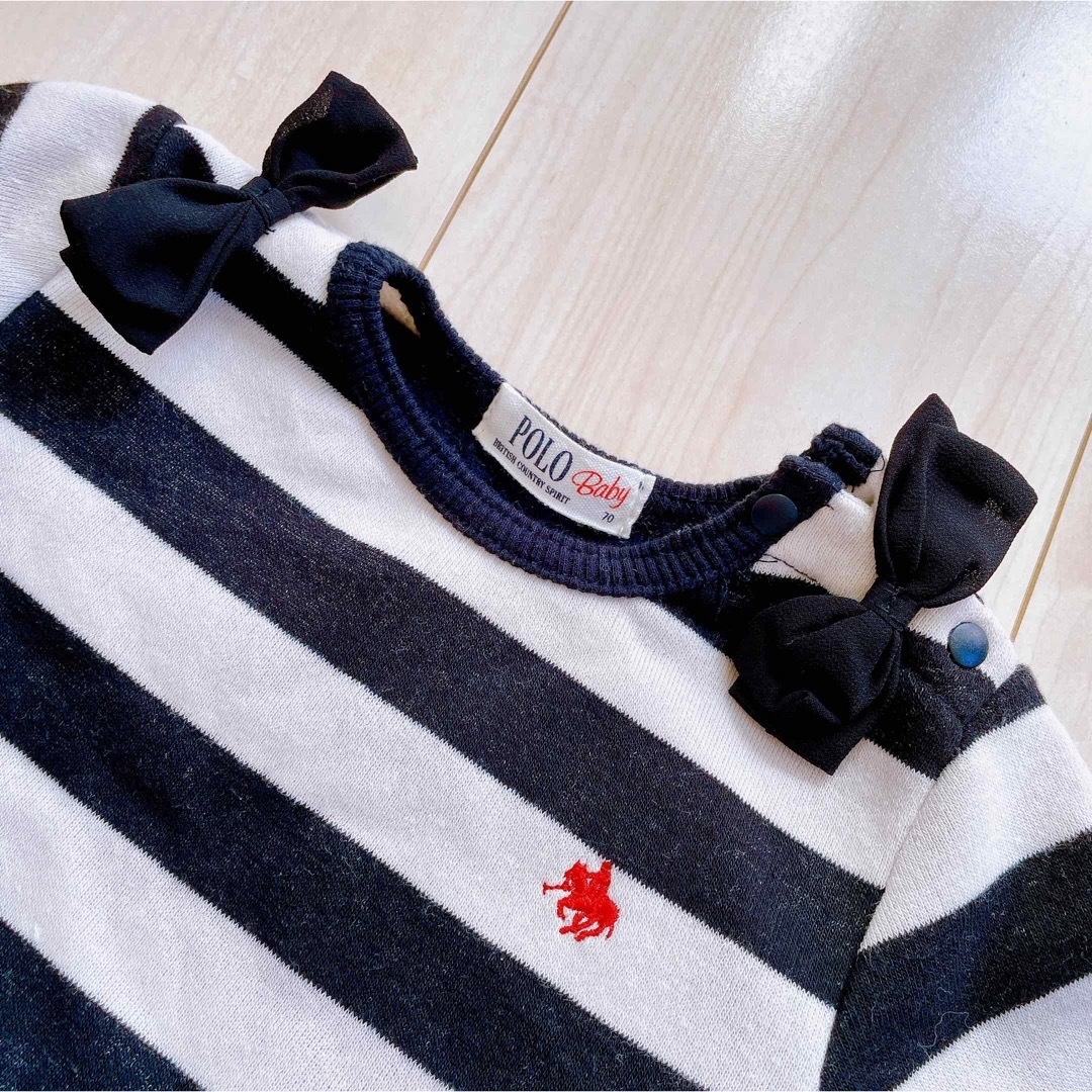 POLO（RALPH LAUREN）(ポロ)のかおりん様専用POLO裏起毛ロンパース70＆Ralph Lauren赤ワンピ80 キッズ/ベビー/マタニティのベビー服(~85cm)(カバーオール)の商品写真