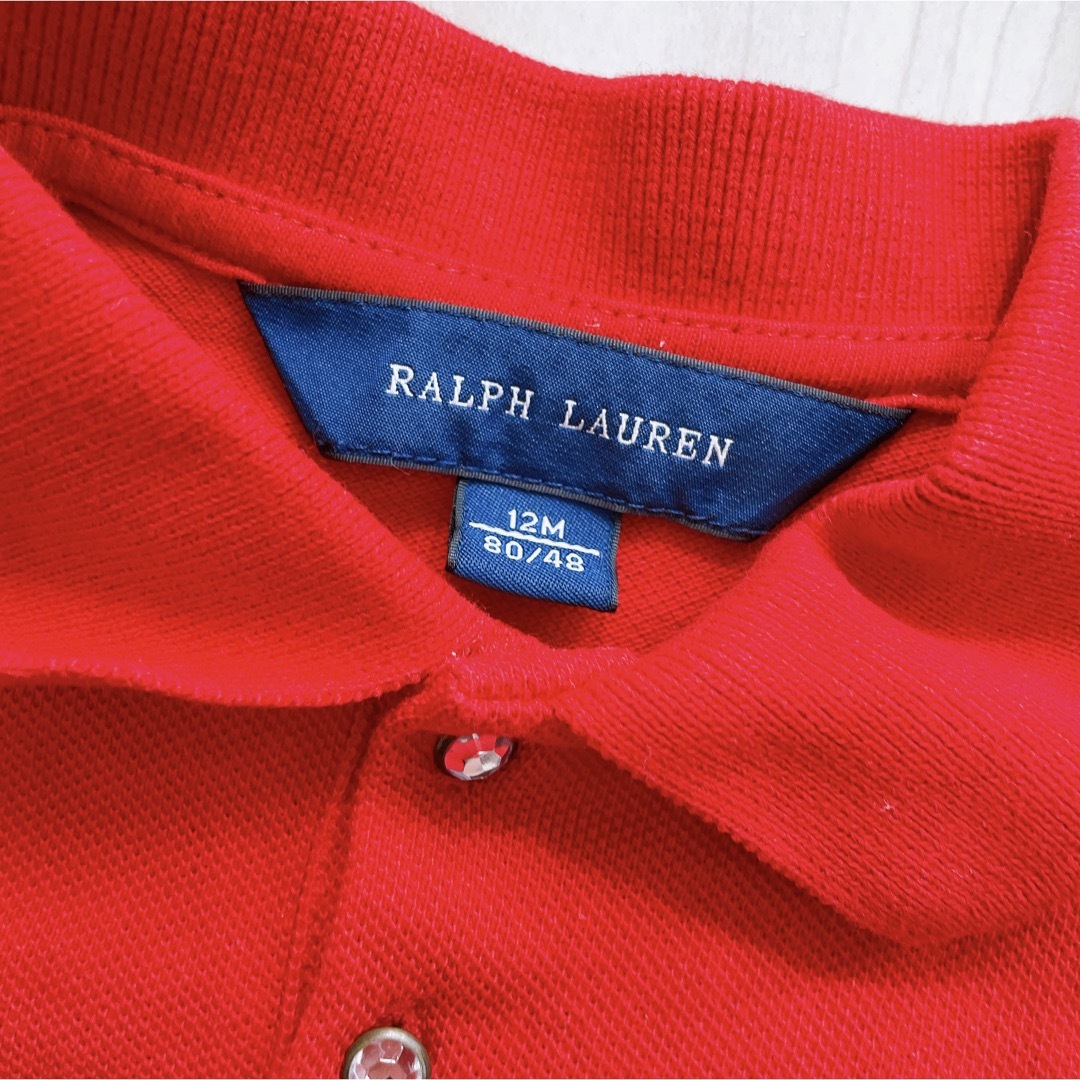 POLO（RALPH LAUREN）(ポロ)のかおりん様専用POLO裏起毛ロンパース70＆Ralph Lauren赤ワンピ80 キッズ/ベビー/マタニティのベビー服(~85cm)(カバーオール)の商品写真