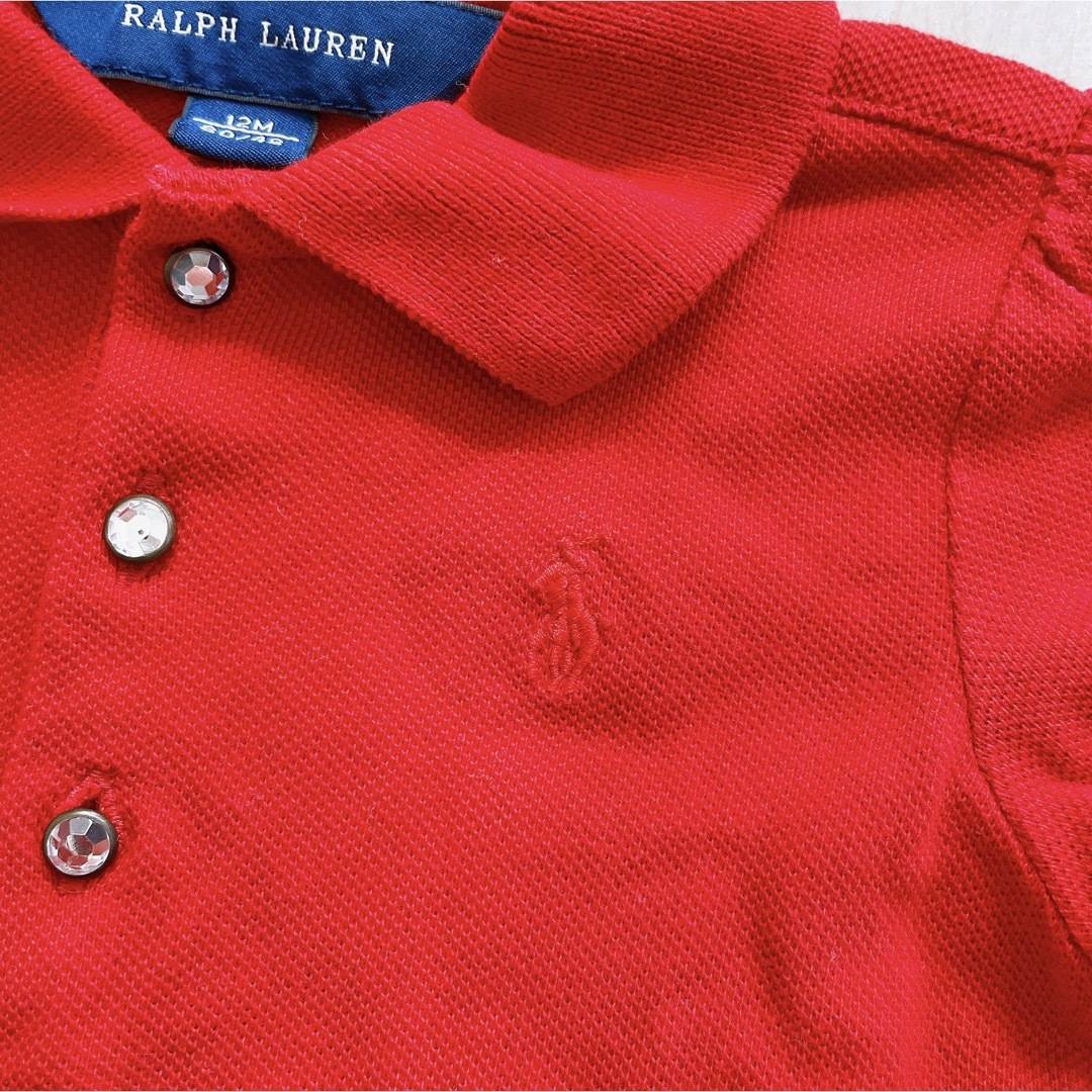 POLO（RALPH LAUREN）(ポロ)のかおりん様専用POLO裏起毛ロンパース70＆Ralph Lauren赤ワンピ80 キッズ/ベビー/マタニティのベビー服(~85cm)(カバーオール)の商品写真