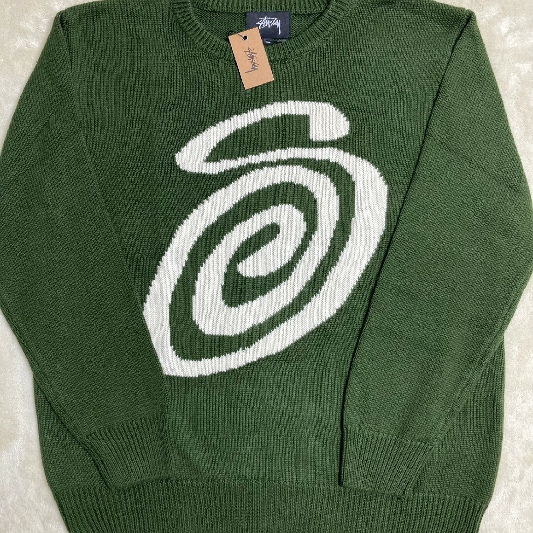 STUSSY CURLY SWEATERグリーン ニット セーターユニセックスM