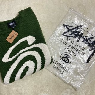 STUSSY CURLY SWEATERグリーン ニット セーターユニセックスM