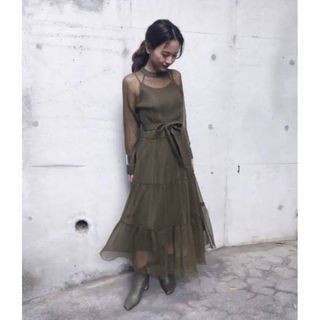 アメリヴィンテージ(Ameri VINTAGE)のameri vintage SHIRRING SHEER DRESS ワンピース(ロングワンピース/マキシワンピース)