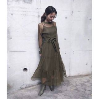 ameri vintage SHIRRING SHEER DRESS ワンピース